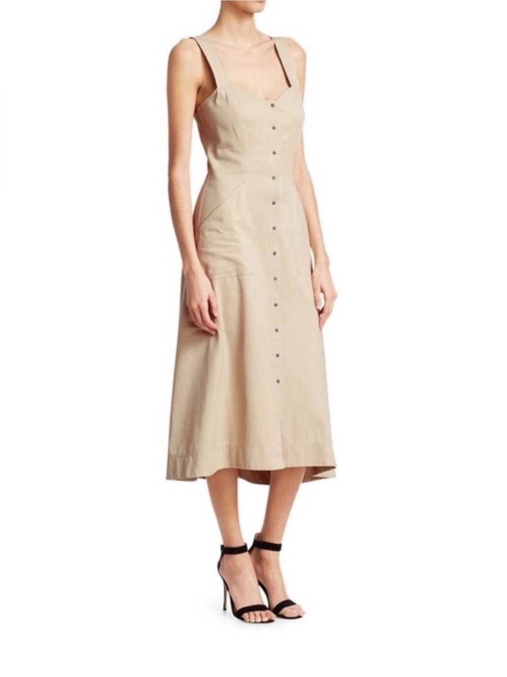 A.L.C. Varelli Beige Khaki Button-Front Fit and flare Dress 8